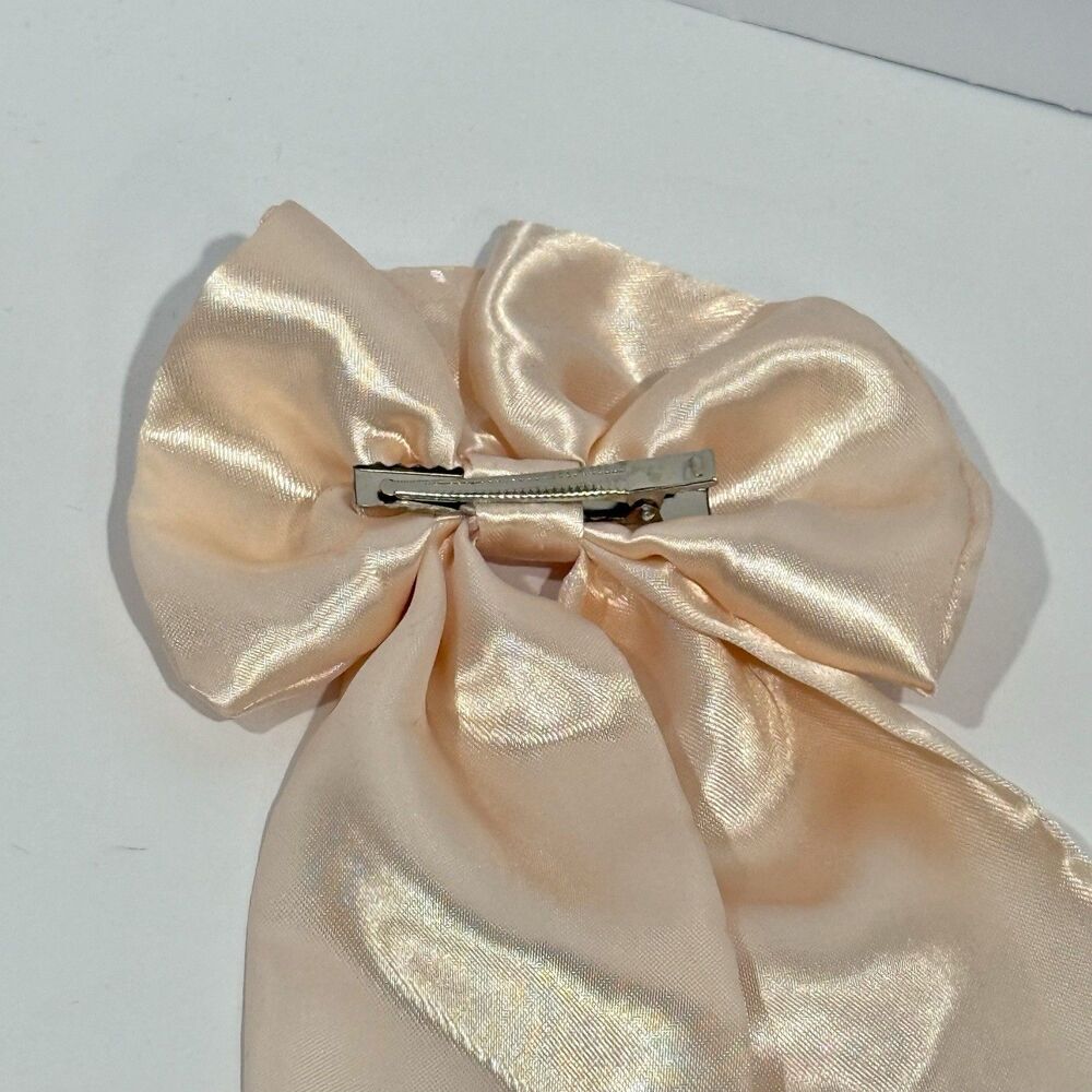 Oversized Satin Bow Bridal Bow Wedding Hair Bow Long Tail Bow Women’s Hair Bow - Picture 7 of 15